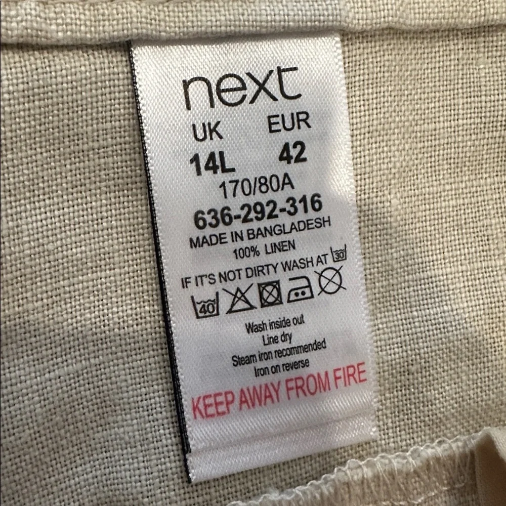 Next 100% Linen Plus Size Women’s Pants Size 14L - Picture 3 of 3